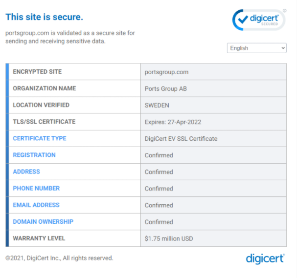 Digicerts Dynamiska Site Seal Abion