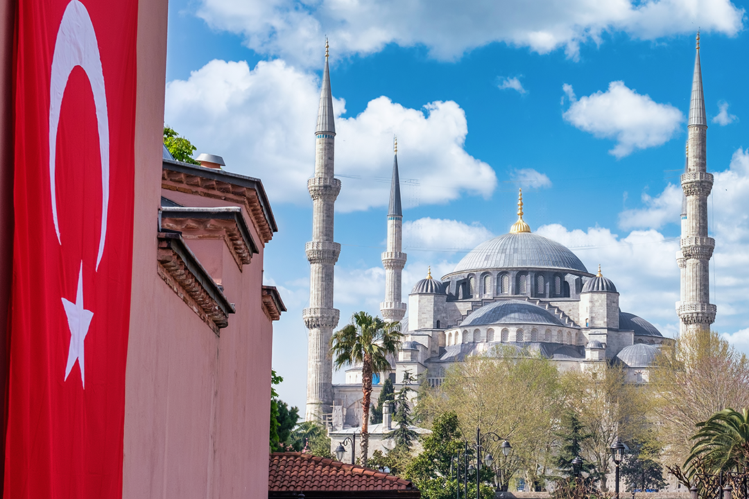 Turkish flag blue mosque