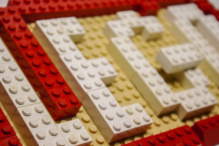 Lego logo in bricks