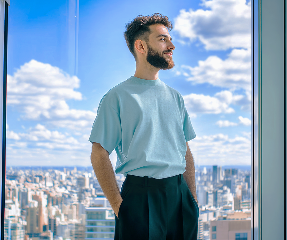 Guy infront of window 460×384